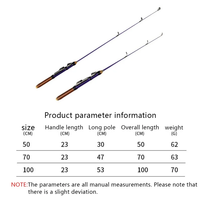 50cm/70cm Winter Glass Fiber Fishing Rods detachable portable durable Fishing Reels To Choose Bait Casting Rod Combo Fishing Acc