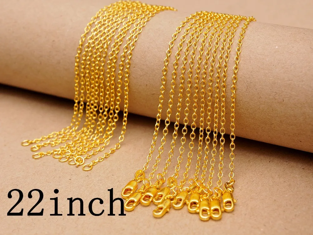 New Arrival Hot Sale 22 Inches 18KGF Yellow Gold Filled &quotO&quot Rolo Link Necklace Chain Jewelry 1.3MM 5pcs Lot Free Shipping |