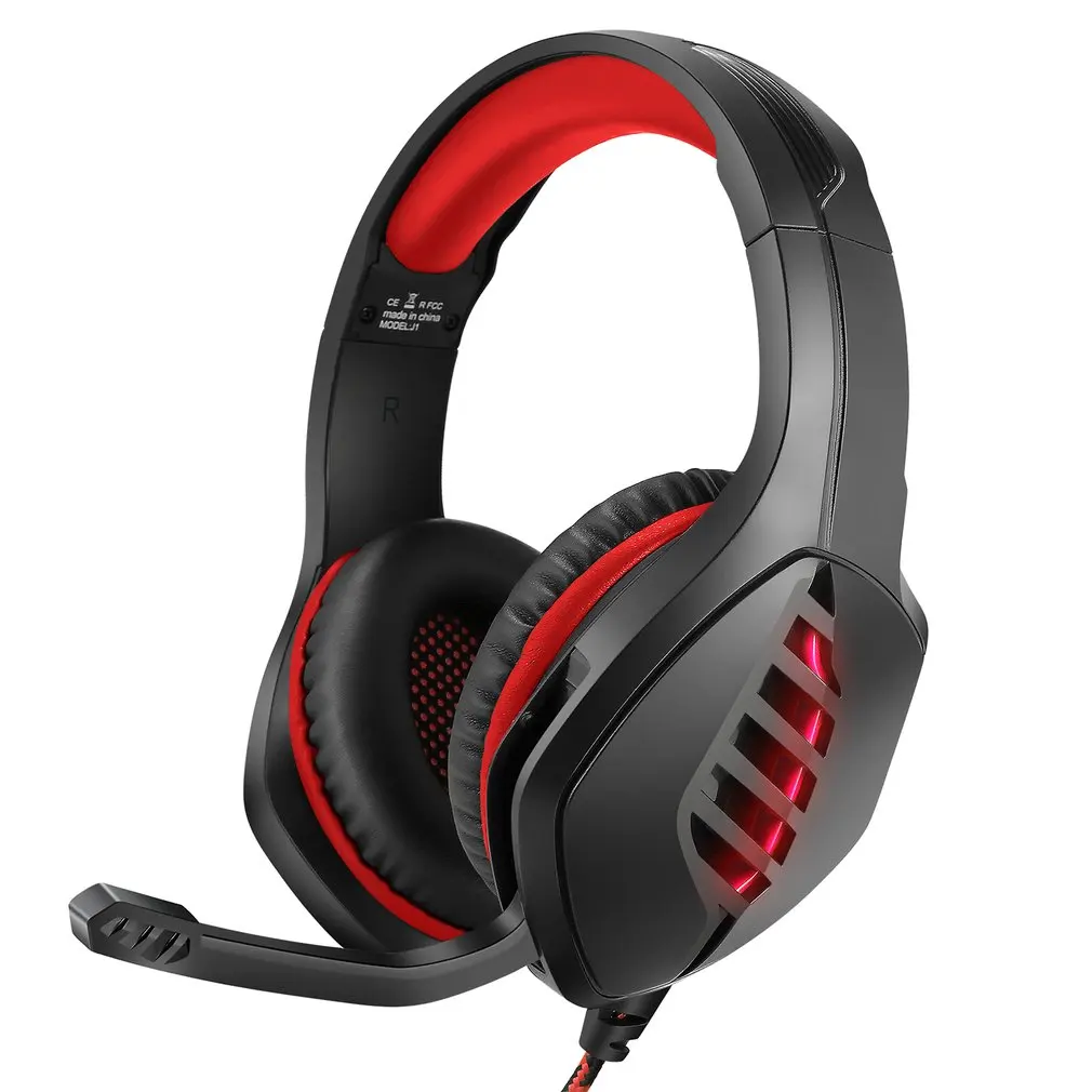 J1 A Head mounted Wired Luminous Earphones Gaming Headsets Portable Wired Mobile Phone Computer Headsets