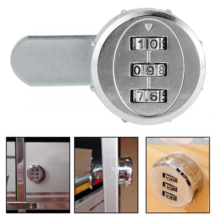 Mechanical Code 3 Digit Password Lock Chrome 20mm/0.79in