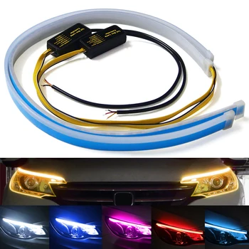 

2pcs car lights drl led daytime running lights 30/45/60mm auto flexible soft tube guide day light dho car led strip turn signals