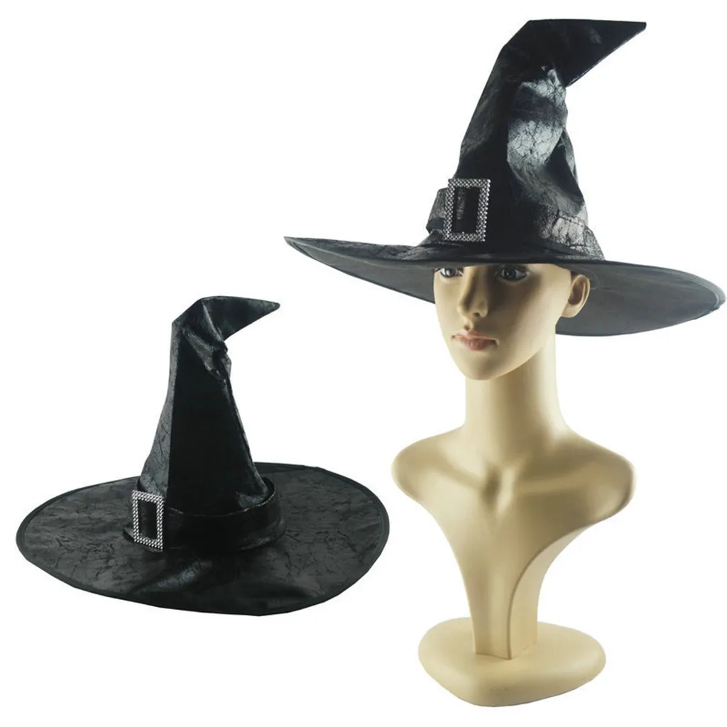 Черные Шляпы ведьмы, женская большая шляпа с рюшами, маскарадная Шляпа Волшебника, вечерние шляпы для костюмированной вечеринки на Хэллоуин, нарядное платье, Декор, драма, топ, шляпа