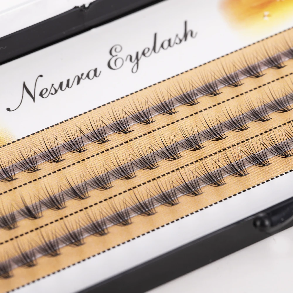 Racimo de pestañas individuales, 60 uds., maquillaje profesional de moda, extensiones de pestañas postizas 3D de visón negro