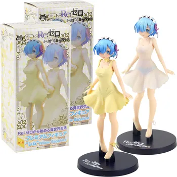 

23cm Life in A Different World from Zero Rem Figure Rem in Skirt Yellow Sapphire Anime Sexy Beauty Model Toys