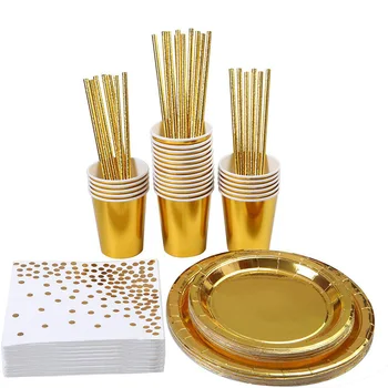 

Lychee Life Dot Printed Party Tableware Sets Colorful Tableware Disposable Tablewares Baby Shower Birthday Party Favors Supplies