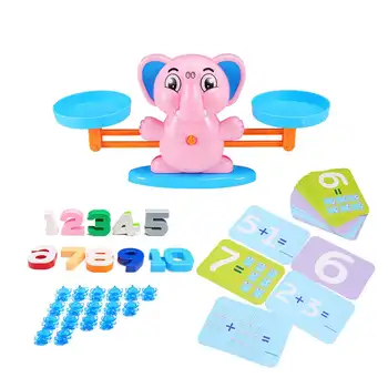

Math Toys Match Game Board Elephant Match Balancing Scale Number Balance Board Game Kids Baby Preschool Math Toys For Children