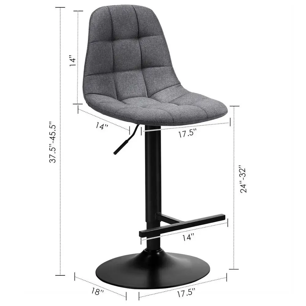 US $109.99 Set of 2 Adjustable Bar Stools Swivel Counter Height Linen Chairs with Back HW66212