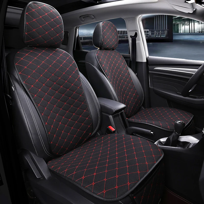 

Front Car Seat Cover With Backrest Universal Breathable Linen Seat Cushion Protection Mat Pad Auto Seat Fit Interior Accessories