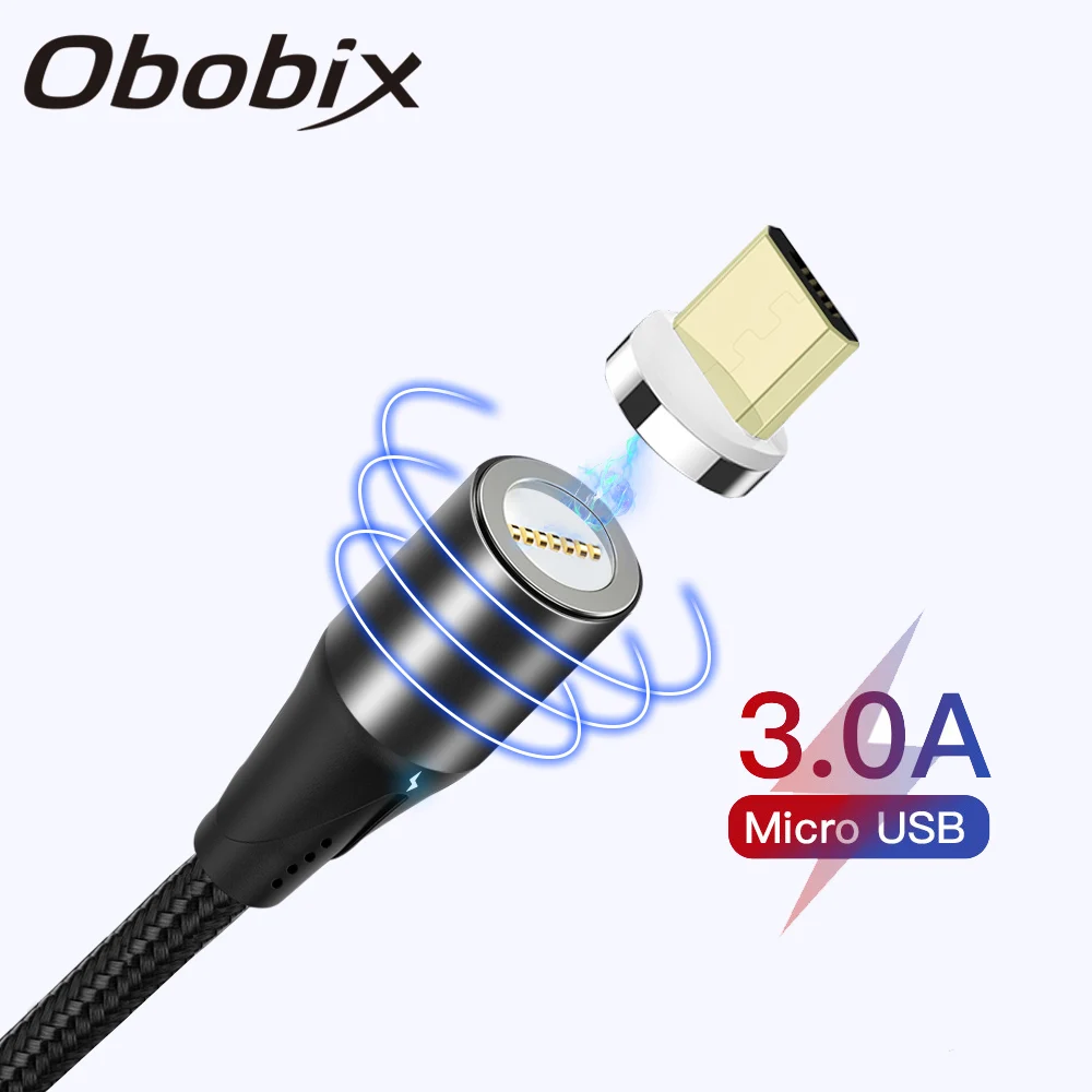 

Obobix Magnetic Micro USB Cable Phone Charging Cord For Xiaomi Redmi Note 5 Pro Quick Magnetic Charge Wire Micro USB Cable LED