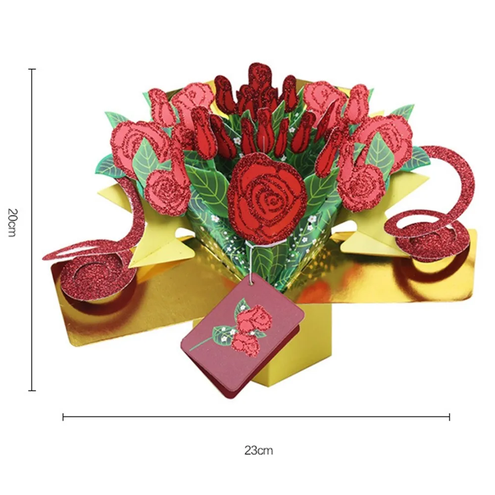  Color Printing Stereo Invitation Card Valentine's Day Gift With Gold Powder Rose Greeting Card Than - 4000258691302