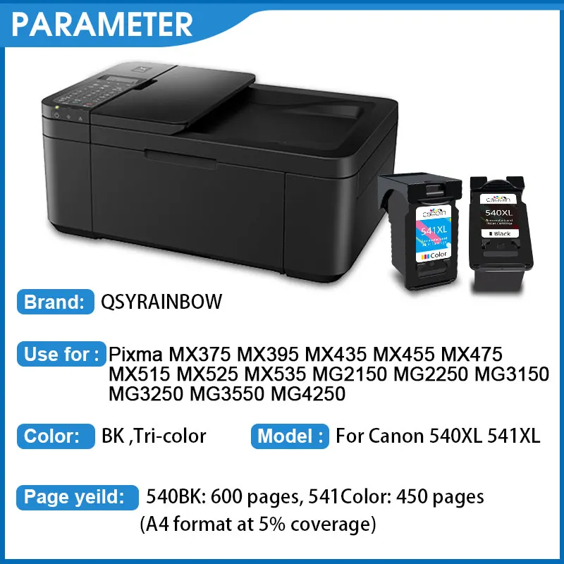 QSYRAINBOW cartuchos de tinta de repuesto, accesorio para Canon PIXMA MG2100  MG3150 MG3200 MG4150 MX375 MX535, PG 540 CL 541, PG540 CL541, 1 3  unidades|Cartuchos de tinta| - AliExpress