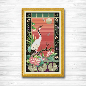 

Crane mascots animal bird painting home Decor Counted Print on canvas DMC 11CT 14CT Cross Stitch kits Sets embroidery Needlework