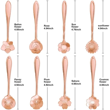 

LBER 16 Pcs Set Stainless Steel Flower Coffee Spoon Dessert Sugar Ice Cream Stirring Tea Milkshake Spoon Set for Tableware Kitch