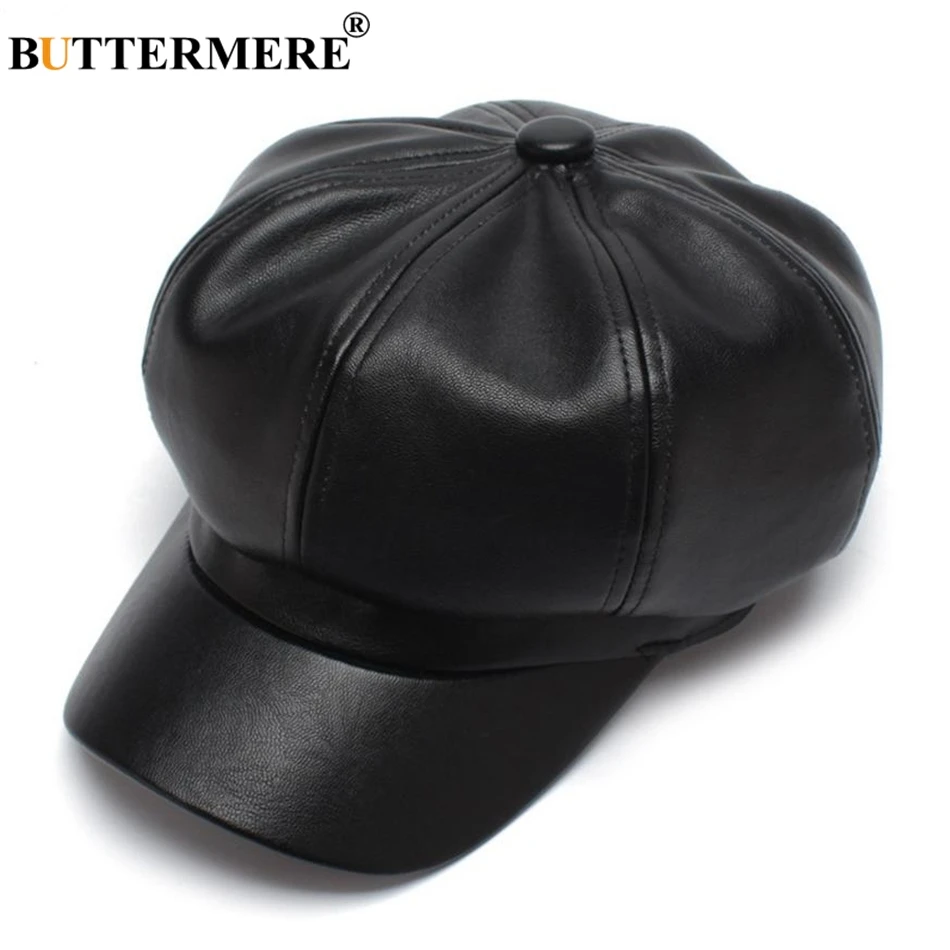 Buttermere Women Leather Newsboy Cap 