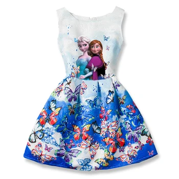 

Snow Queen Ice Princess Anna Elsa Dress for Girls Butterfly Print Girls Dress Teenagers Party Elza Baby Girl Clothes Vestidos