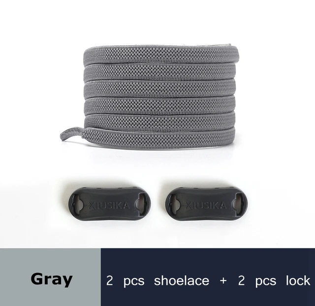 Reticulated Woven Elastic Shoe Laces Flat buckle Lock No Tie Shoelaces Sports Competition Take A Walk Sneakers Lazy Lace Gray