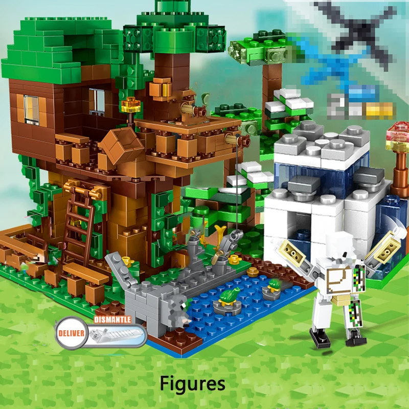 Legoing My world Figures Jungle Tree House Playmobil DIY Building Blocks Compatible Legoings My World Dragon Children Toys Gifts