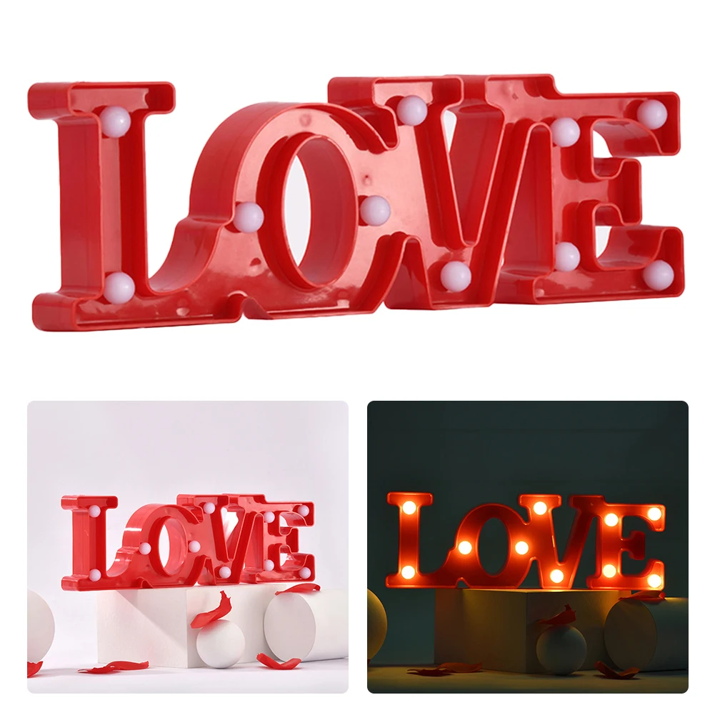Love For Wedding Letter Light DIY Led Anniversary Romantic Table Plastic Valentines Day Birthday Party Home Decor Indoor Outdoor | Лампы и