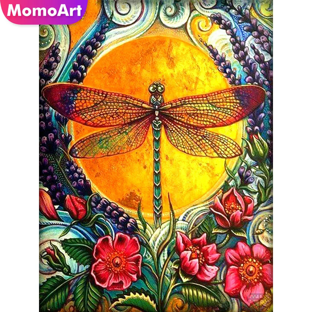 MomoArt алмазная вышивка стрекоза искусственная Бриллиантовая живопись Полная