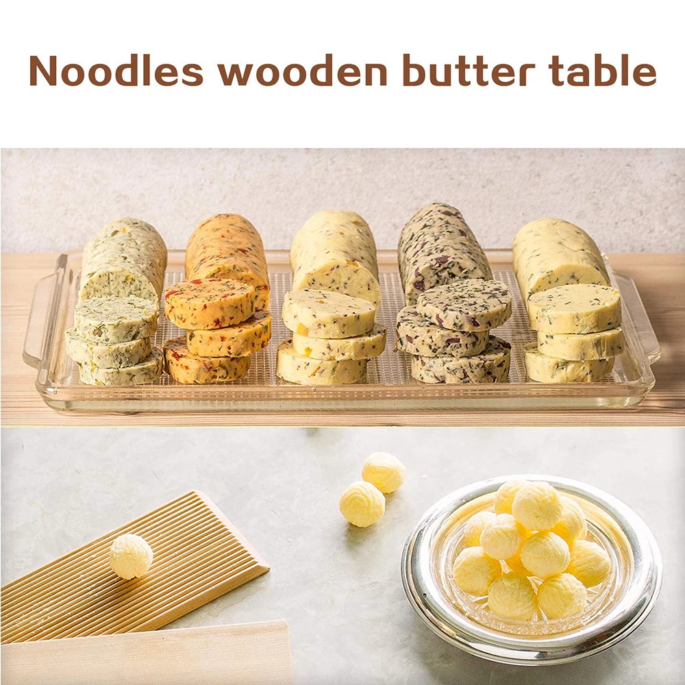 Walfos Noodles Wooden Butter Table And Popsicles Easily Make Authentic Homemade Pasta And Non-Stick Butter Pasta Board