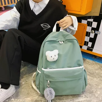 

2020 Fashion Women Backpack Female Cute decor solid color backpack School bag for Teenage girls large travel bags Mochilas