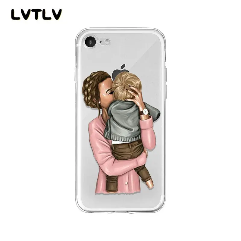 Fashion Black Brown Hair Baby Mom daughter Girl Son Dad