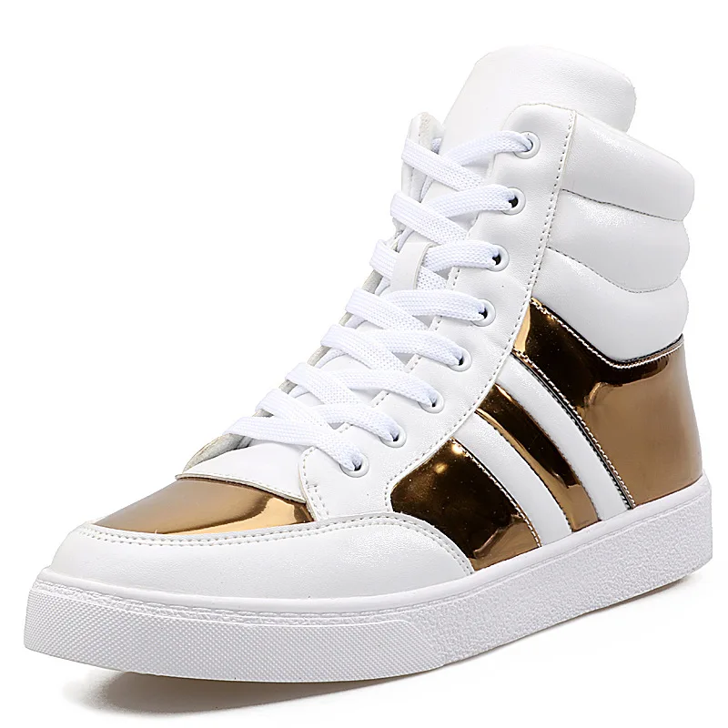 

AmzBarley Men White Gold Shoes Autumn Winter High Top Korean Trend Skateboard Sports Casual Black Sneakers Chaussure Homme SH083
