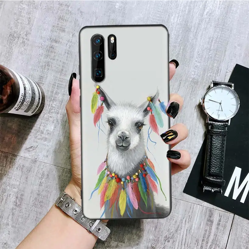 BA136-7 Lama Llama Alpacas черный чехол для телефона huawei mate 30 20 10 P30 P20 P10 Pro Lite P Smart Z роскошный Coque Shell - Цвет: BA136-7
