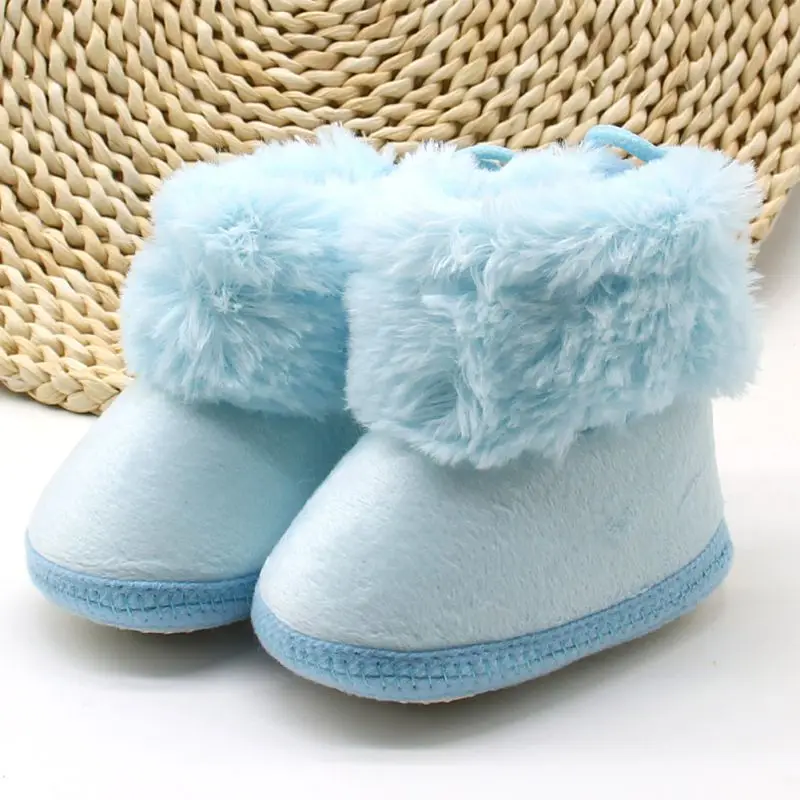 Зимние теплые для детей, хлопковая зимняя обувь для принцесс, милая Удобная Вельветовая обувь с бантиком и помпонами на мягкой подошве для малышей - Цвет: blue 2