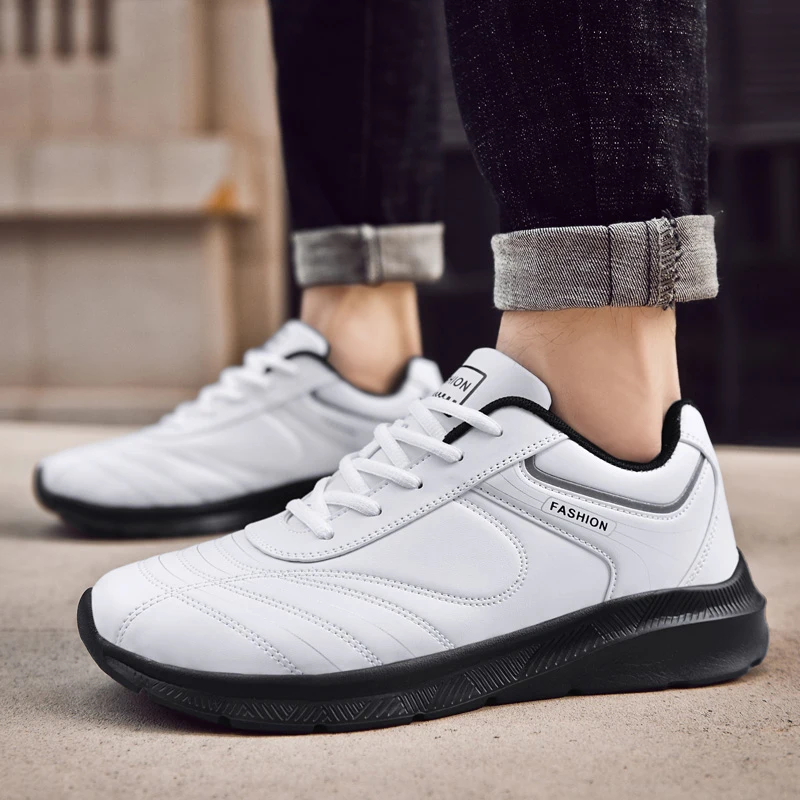 

Autumn Winter Men's Casual Shoes Outdoor Sneakers Light Men Trainers Shoes Leather Male Walking Footwear Plus Size 38-48