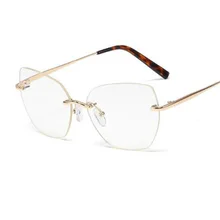 Модные прозрачные очки без оправы для женщин и мужчин, прозрачные линзы, очки с металлической оправой, роскошные Брендовые очки унисекс, обычные очки