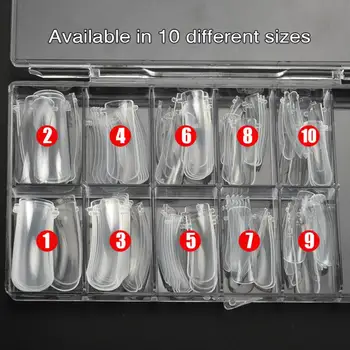 

100pcs Clear French False Acrylic Nail Tips Nail Art Palette Practice Transparent Full Cover Tips Manicure Coffin Fake Nail Tips