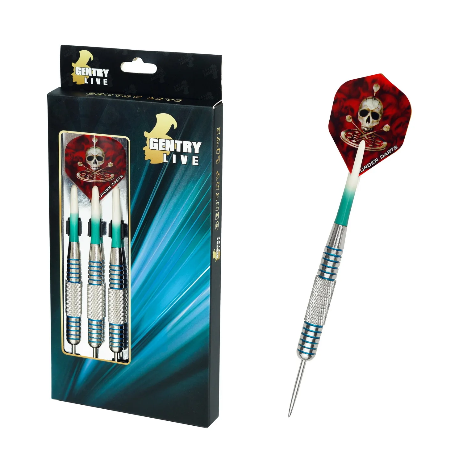 Gentry Live 25g-жесткий Дартс никелированный накатанный цветной узор Дартс тело градиентный цвет нейлоновый вал