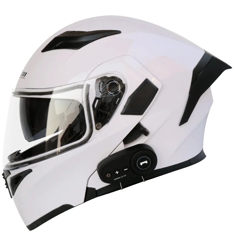 white Мотоциклетный Bluetooth шлем, раскрывающий шлем, мотоциклетный шлем с fm аккумулятор, жизнь с хвостом - Цвет: white