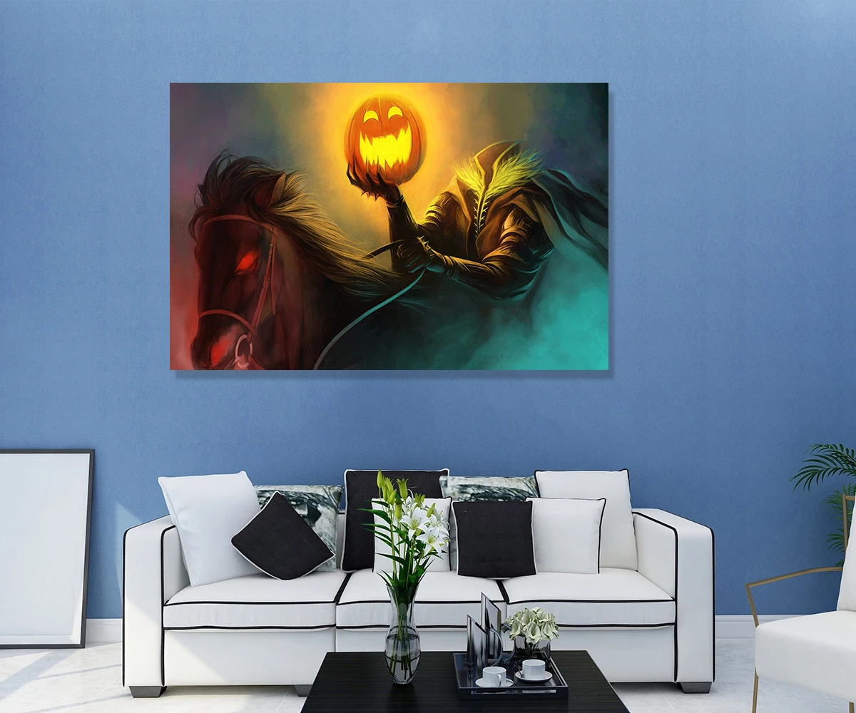 

Horse and Pumpkin Painting Framed LED Induction Light Painting Wall Pictures for Living Room Canvas Wall Art Pictures
