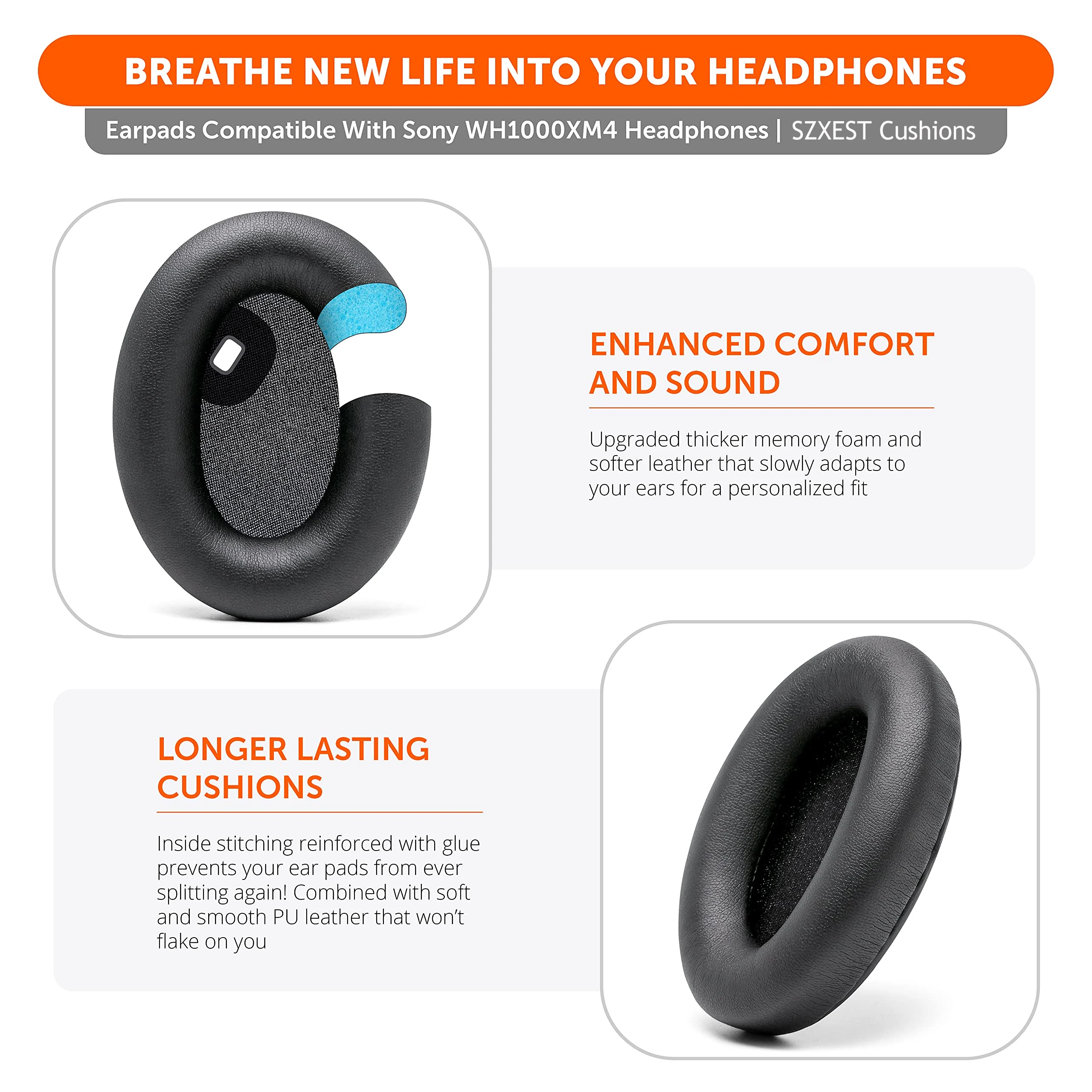 Replacement Earpads Soft Foam Ear Pads Cushion Muffs Repair Parts For Sony WH-1000XM4 WH-1000XM3 WH-1000XM2 MDR-1000X Headphones