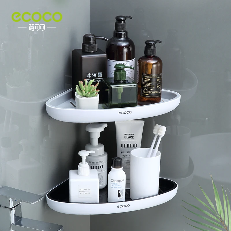 Треугольная угловая полка для ванной комнаты ECOCO настенный стеллаж хранения
