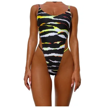 

Sexy Swimwear Women Summer High Waist Bikini Set Push Up Boho Print Splice Jumpsuit Beach Bikinis 2020 Mujer Beach Swimsuit #4