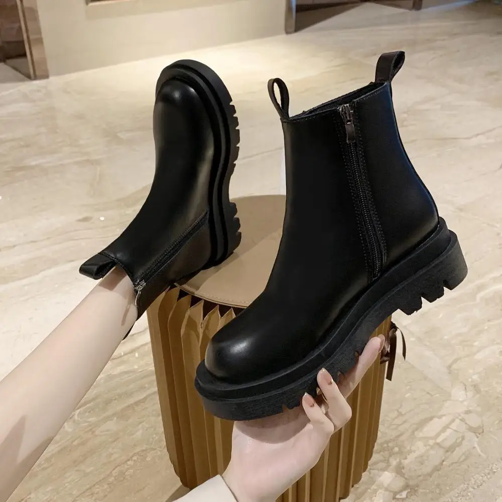

Plus Size Female Chunky Warm Boot Winter Martin Platform Chelsea Fashion Western Ladies Women Ankle Boots M4-69