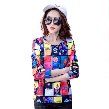 

Spring Autumn Women Sweatshirts Streetwear Contrast Colors O-neck Pullovers Long Sleeve Casual Loose Shirts Plus Size 3xl