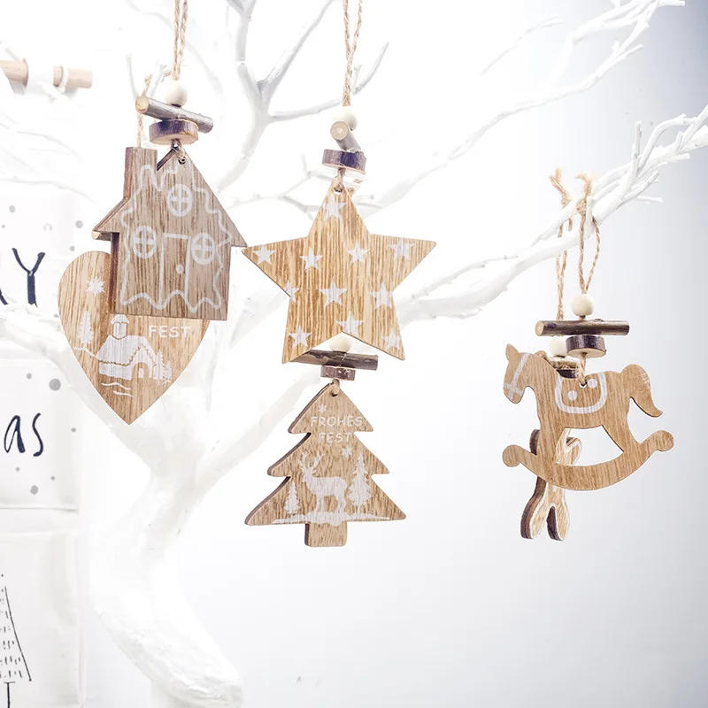 

1PC Wooden Star 2020 Christmas Pendants DIY Wood Crafts Home Christmas Party Decoration Hanging Xmas Tree Ornaments Kids Gift
