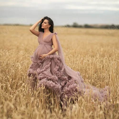 New Arrival Bridal Ruffled Pleated Tulle Robes