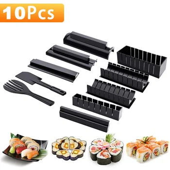 

10pcs/set Sushi Maker Roller Rice Mold Sushi Bazooka Vegetable Meat Rolling Tool DIY Sushi Making Machine Kitchen Accessories