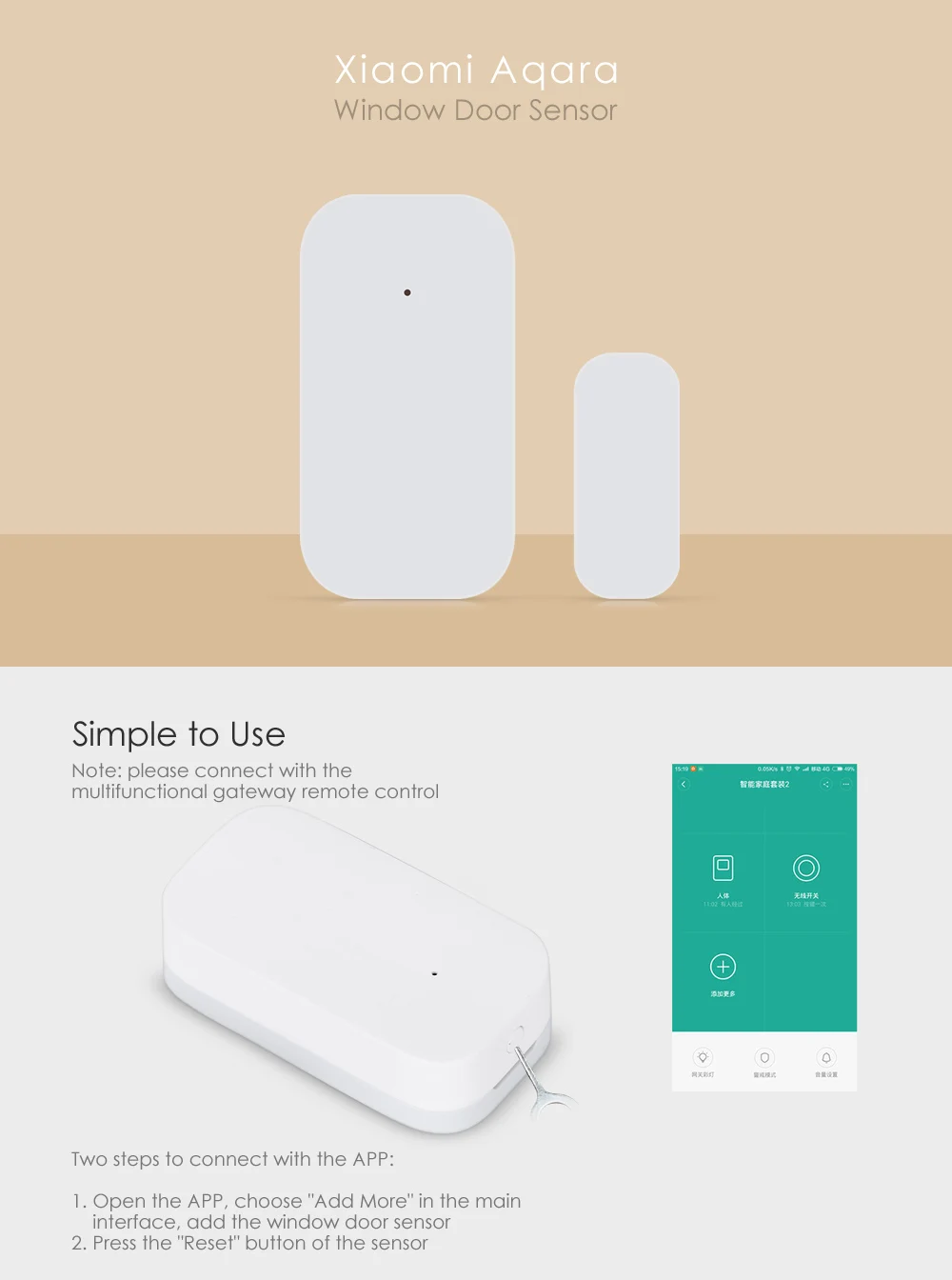 Умный датчик для окон и дверей Aqara Zigbee сигнализация MihomeAPP беспроводной комплект