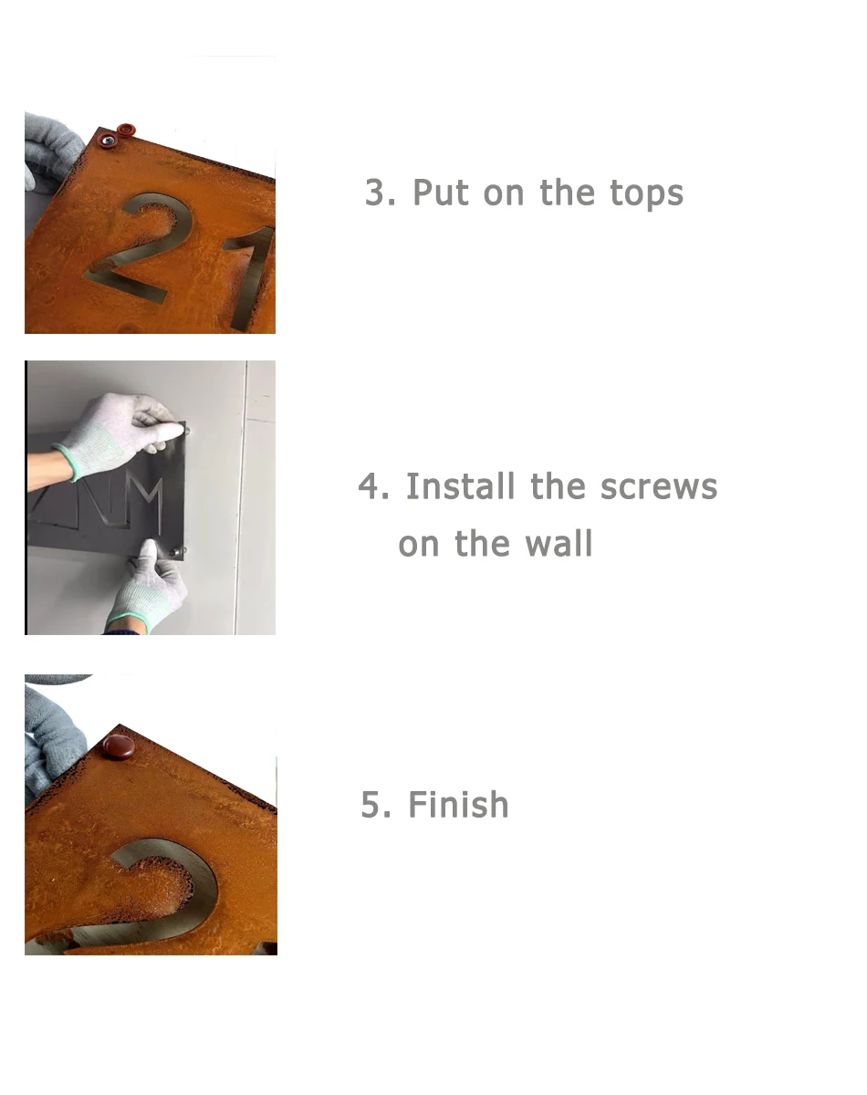 números placas de corte laser feitos sob medida de aço enferrujado