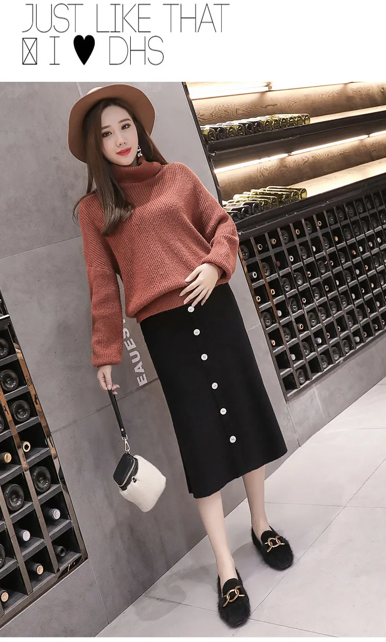 Maternity Skirts Autumn and Winter Belly Support Knitted Skirt Pregnant Women Skirt High Waisted Pregnancy Skirts JOYRAY.B