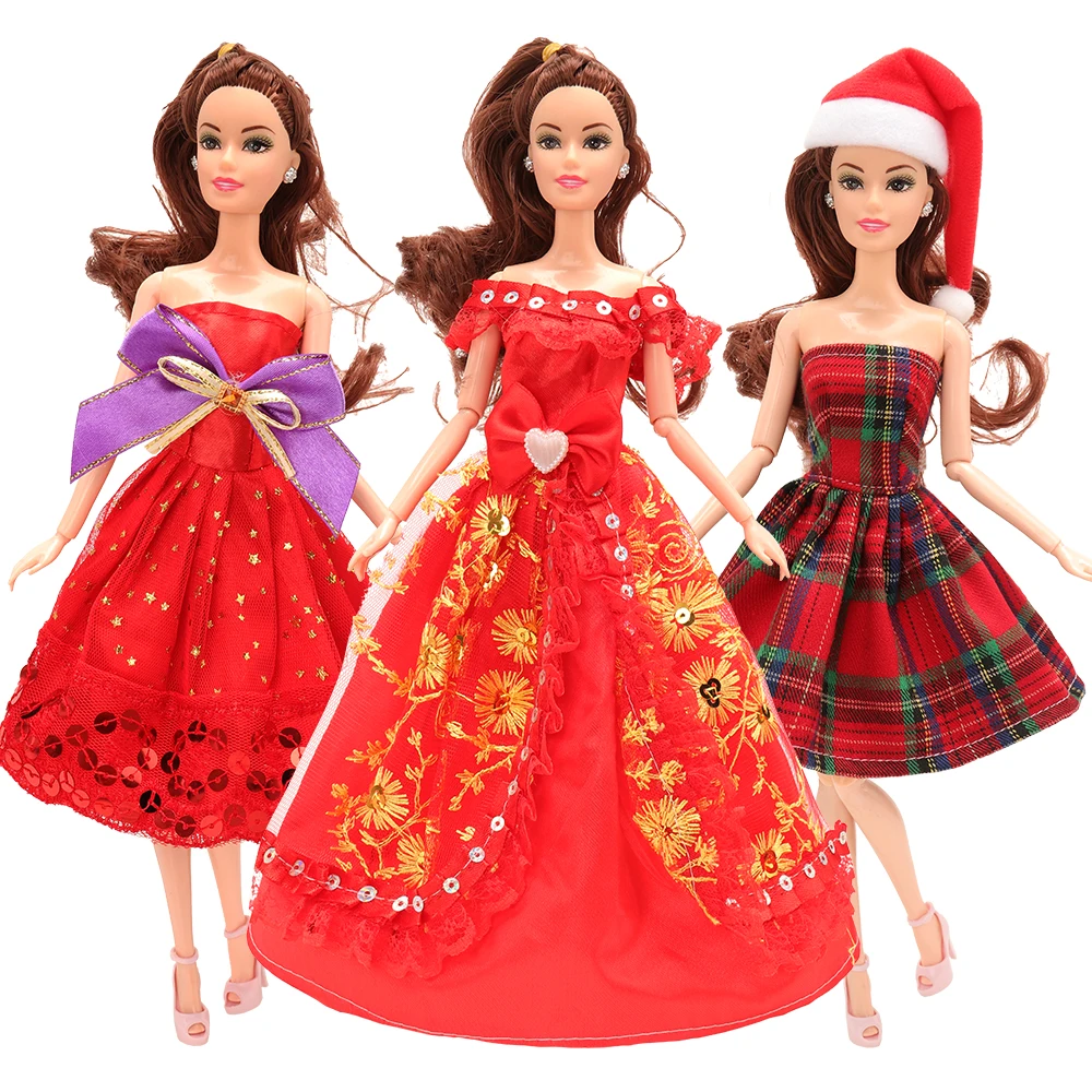 

New Arrive High Quality Handmade 3 Doll Dresses/lot Christmas Dress Accessories Things Items Production For Barbie Game Present