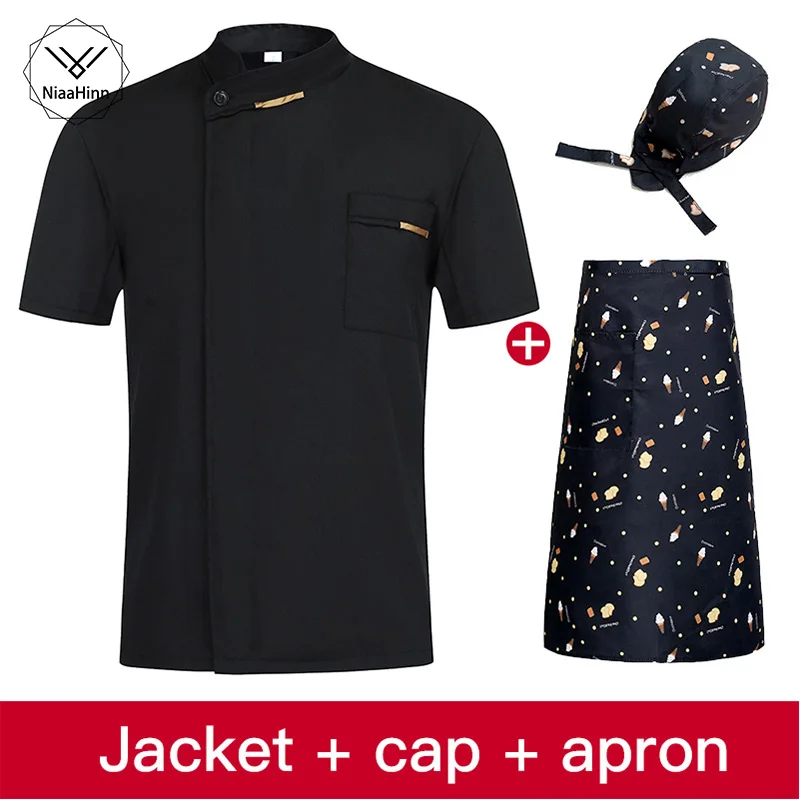 

Sushi Uniform Top Restaurant Chef Jackets Short Sleeve French Cook Clothing Kitchen Service Hotel Barber Shop Workwear Uniforms