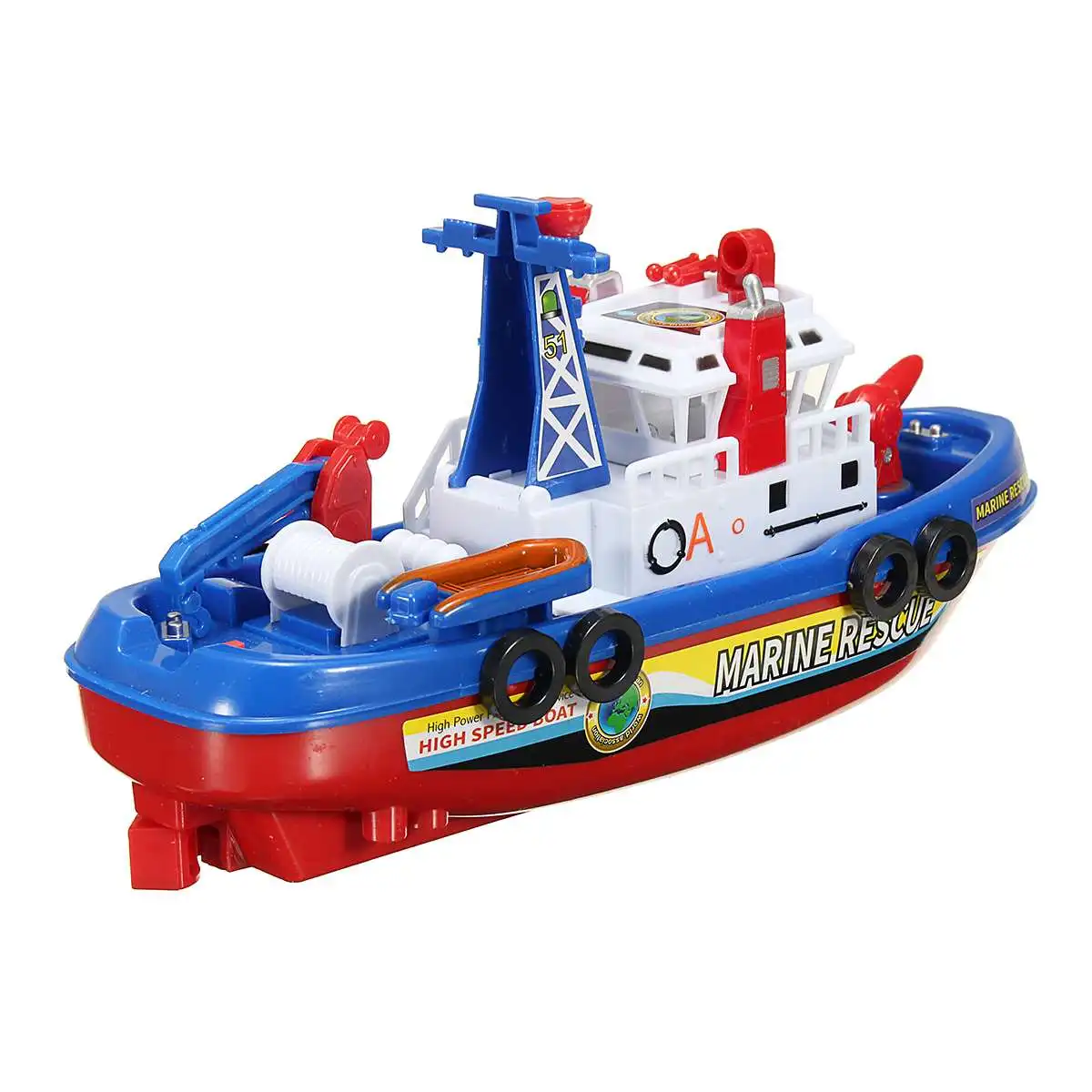 1 Набор, детская игрушка для купания, лодка, брызгает и катается в воде, время для ванны, брызгает, Спасательный корабль, подарок для мальчиков, без батареи