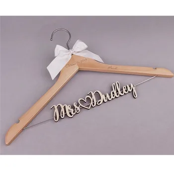 

custom Mrs Bridal hanger with name wood wedding hangers Bride bridesmaid dress hanger wedding gift engraved groom coat hangers